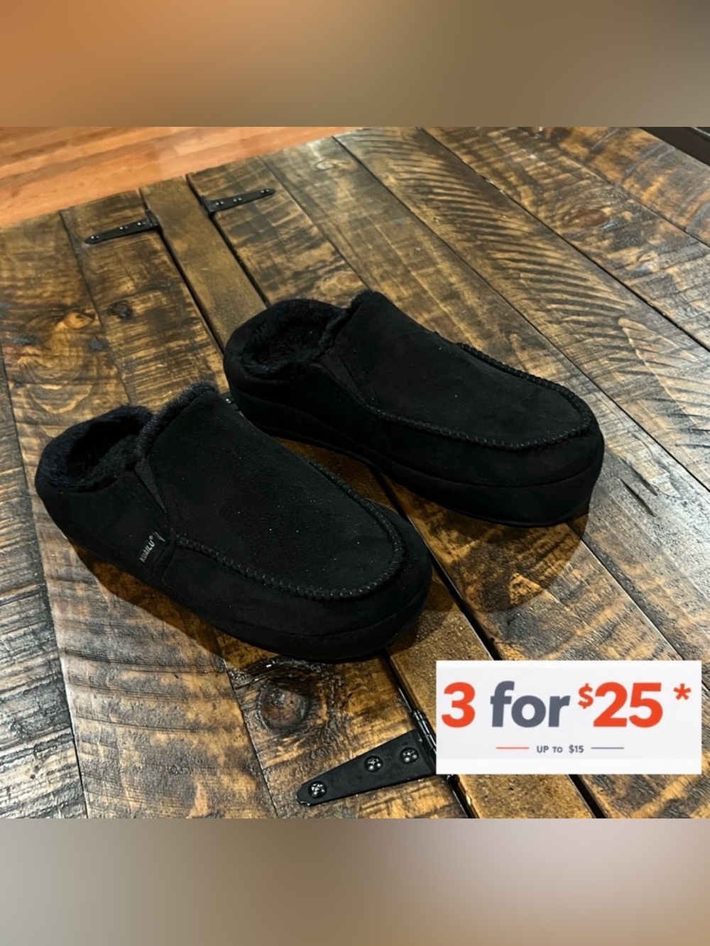 KUAILU Women's Black soft fuzzy slide on house Slippers shoe